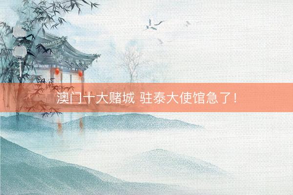 澳门十大赌城 驻泰大使馆急了！