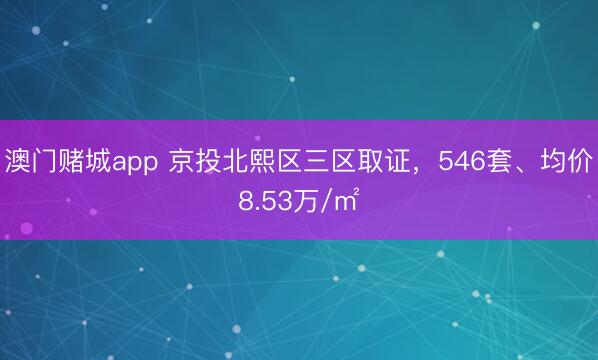 澳门赌城app 京投北熙区三区取证，546套、均价8.53万/㎡
